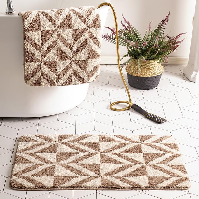 Geometric Bathroom Floor Mat Entrance Carpet Bedroom Door Toilet Door Mat Absorbent Foot Mat Bath