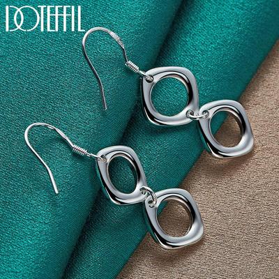 Square Earrings Silver Fashion Jewelry