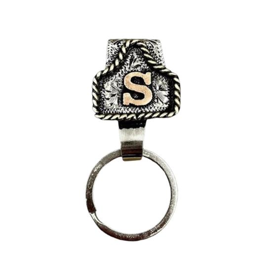 Western Cowboy Letter Keychain Vintage Initial A-Z Key Clip Metal Key Chain Belt Keyring Denim Style Accessory