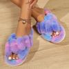 Home Fuzzy Cross Strap Slipper Women Winter Warm Fur Plush Indoor Lazy Female Thermal Furry House Shoe Flat Flip Flop Black