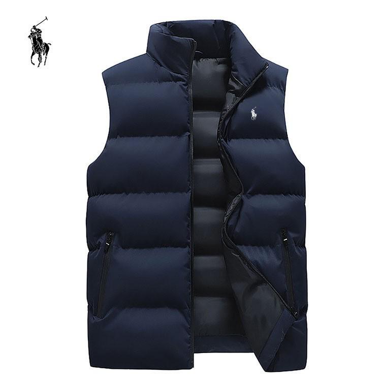 

Чоловіча вітрозахисна бавовняна жилетка з коміром-стійкою - Тепла, з оксамитовою підкладкою, Повсякденний стиль Гонконгу для Осені/Зими 2XL