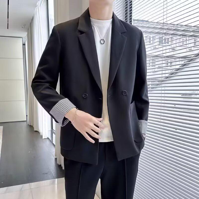 

Мужская повседневная куртка-пике с модными вставками для осени и весны S чёрный