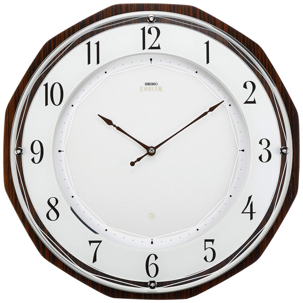 Seiko Clock Wall Clock Brown 352x352x35mm Radio Analog SEIKO EMBLEM HS536B
