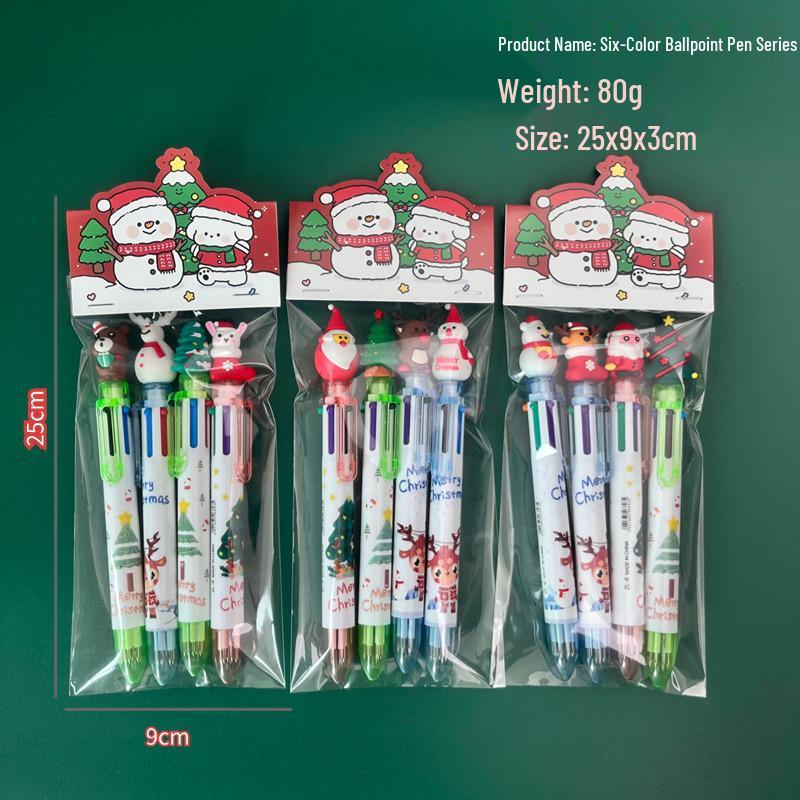 Festive Santa Claus Multi-color Ballpoint Pen for Highlighting and Marking