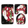 Christmas Shower Curtain Floor Mat Combination Four-Piece Set Bathroom Non-Slip Mat Toilet Absorbent Door Mat Carpet