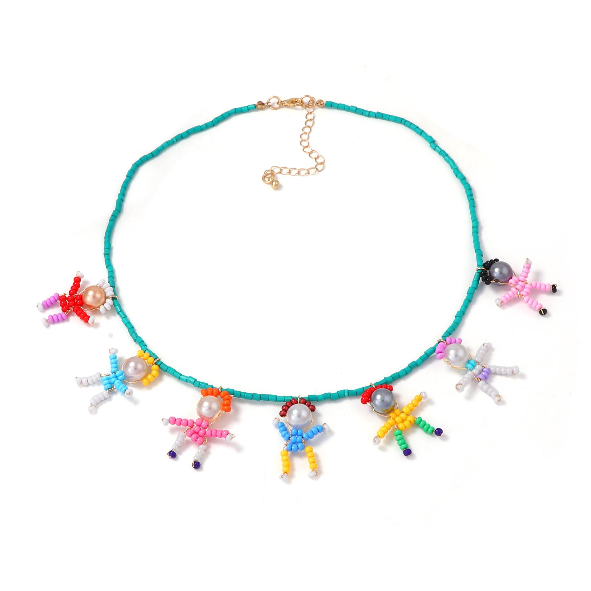 

European and American niche personality casual trend handmade DIY three-dimensional cartoon imitation pearl villain pendant necklace woman