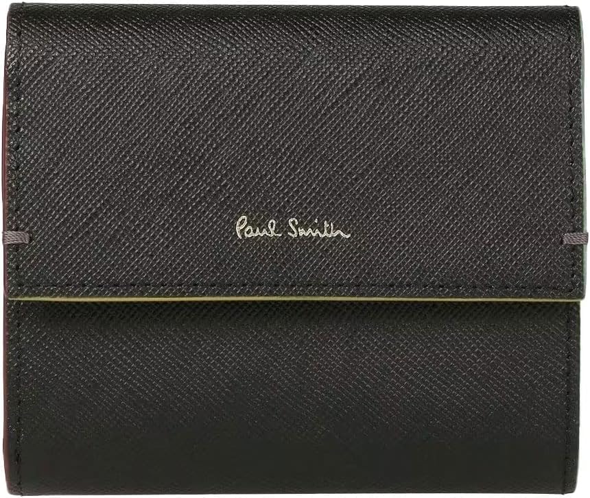Paul Smith Colored Edge Black Men's Tri-fold Wallet,