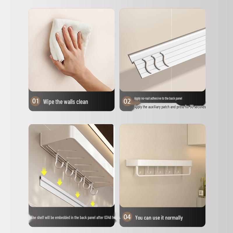 White No-Drill Wall-Mounted Bathroom Organizer and Vanity Shelf