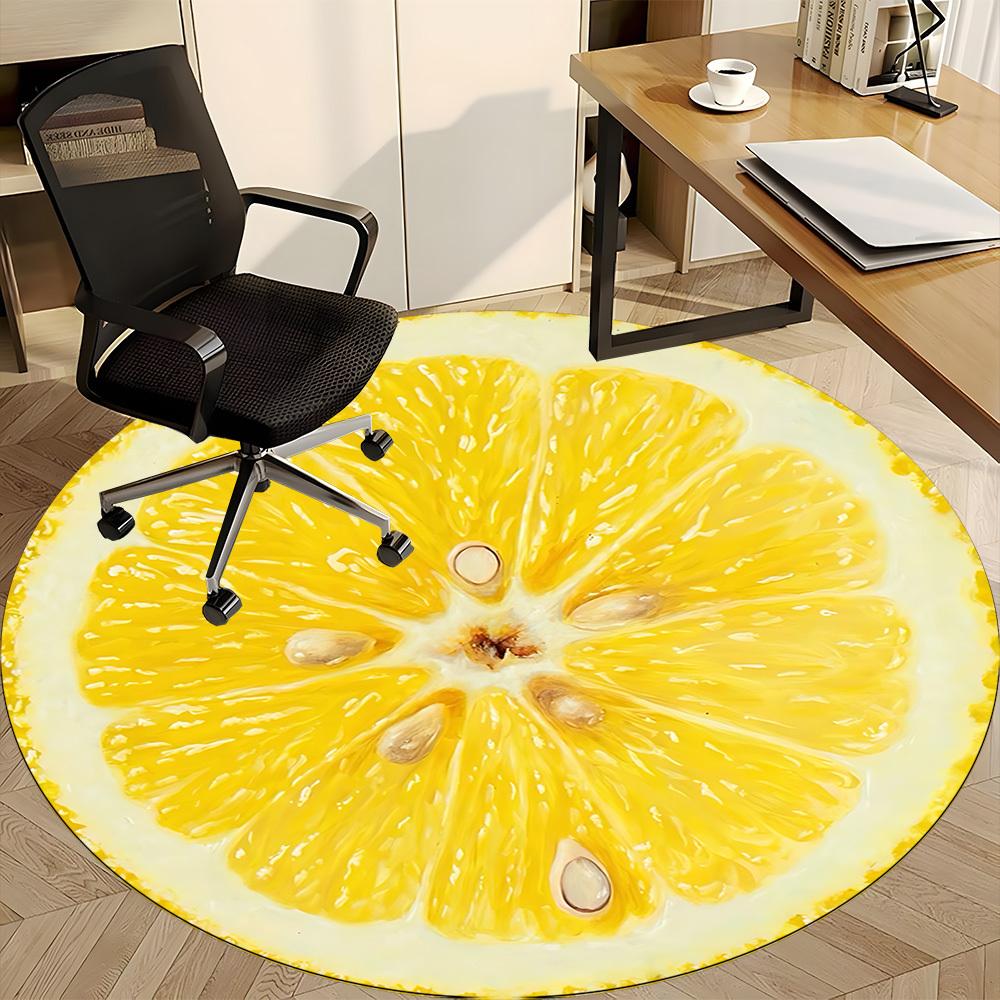 1ks Koberec na židli s plátkem citronu do kanceláře, vnitřní, neklouzavý, omyvatelný, z polyesterových vláken,