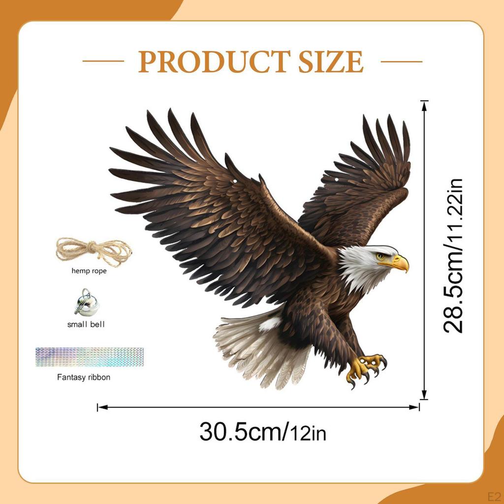2D Decorative Eagle, Creative Flat Sign with Rope, Easy to Hang, Garden Decoration for Fence, Yard,