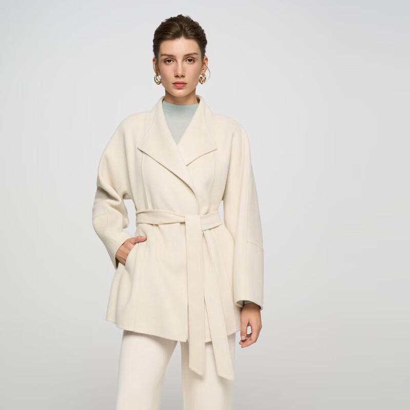 

ELLASSAY Women s Elegant Belted Wool Robe Coat L