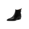 2024 Vintage Women Genuine Leather Ankle Boots Autumn Winter Thick Heels High Quality Elastic Band Office Lady Retro Shoes Woman