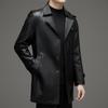 Spring and Autumn Genuine Leather Jacket Men's Medium-Length Coat Thin First-layer Cowhide Suit Leather Windbreaker Plus Velvet Thickening
