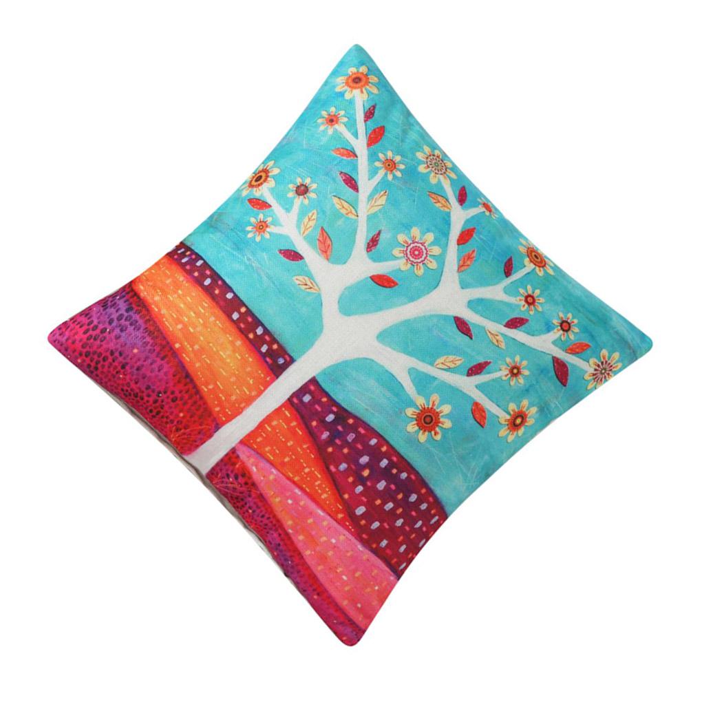 Tree Pattern Pillowcase Home Office Throw Pillow Cover Cotton-linen Cushion Printed Cover