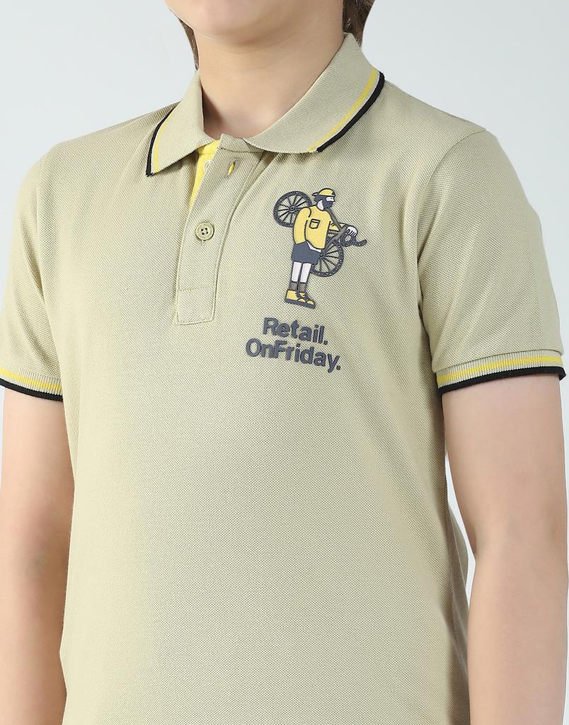 MONTE CARLO Boys's Regular Fit Printed Polo Half Sleeve T-Shirt