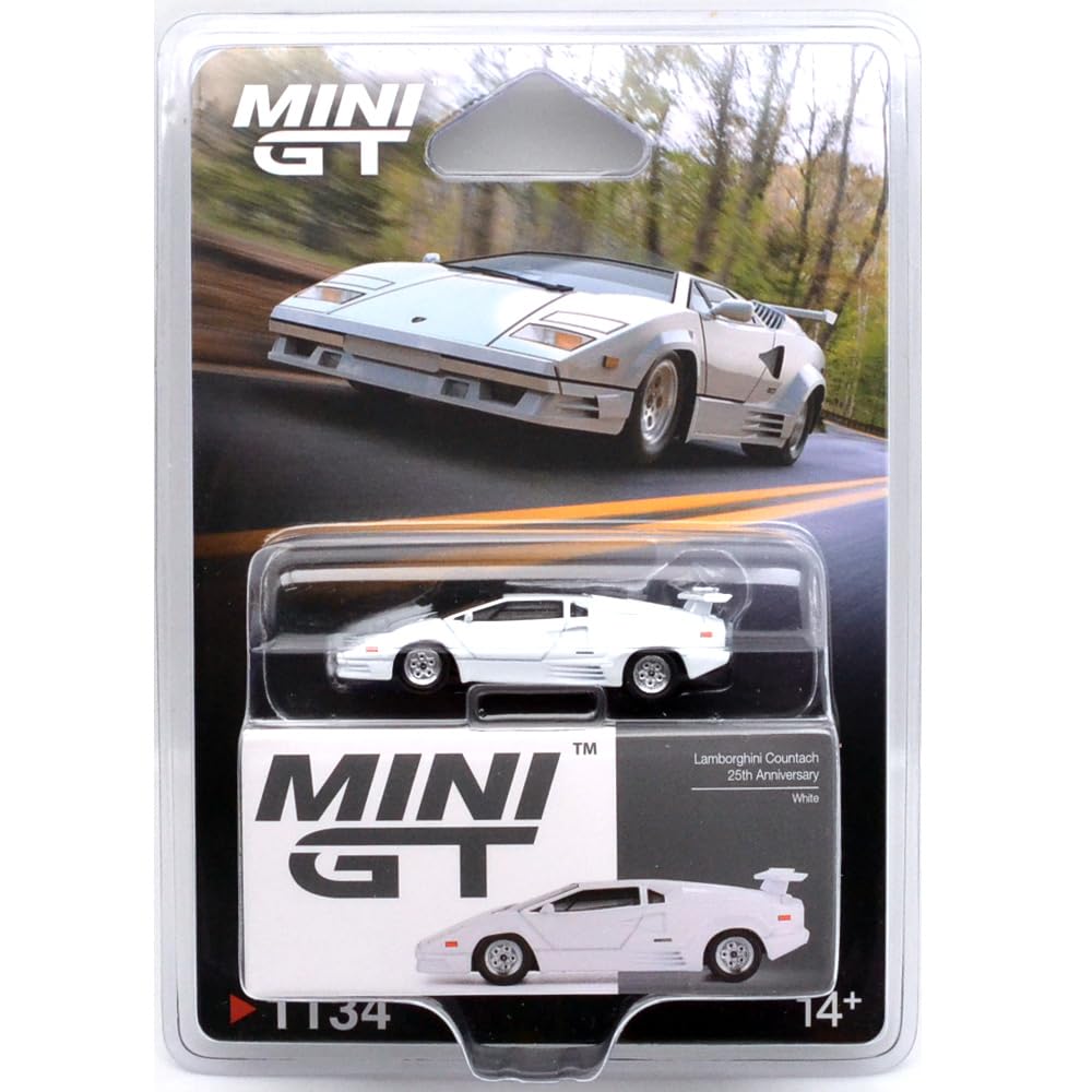 MINI GT scale LAMBORGHINI COUNTACH 25th ANNIVERSARY USA MiJo Toys Lamborghini Countach 25th Anniversary White blister package 164 - WHITE. exclusive.