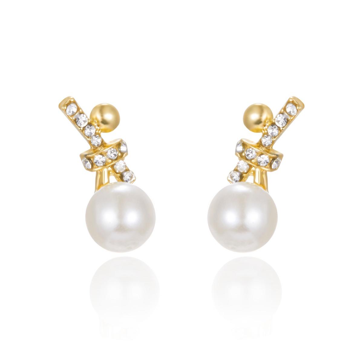 

Elegant Cute Rhinestone Imitation Pearl Bowknot Stud Earrings For Women Men Exquisite Little Bow Earring Wedding Party Jewelry