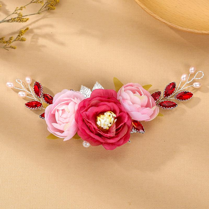 

Peony Flower Wreath Headband - Fairy Mori Style Chinese Bride Hairpiece срібний