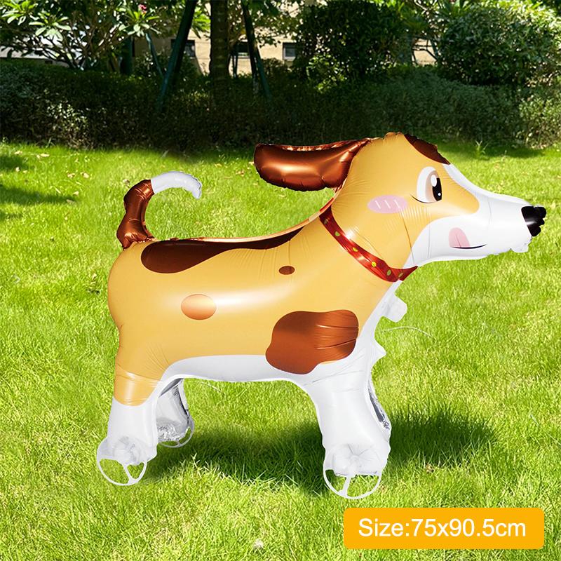 Large Size 4D Dinosaur Dog Cat Standing Foil Balloons Animals Walking Balloon With Wheel For Kids Birthday Party Decoration