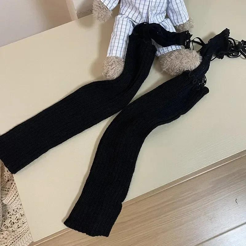 

Lolita Cosplay Girls Bowknot Leg Warmers Hollow Out Pantyhose Sexy Ins Tide Lace Tights Anime Socks Black White Fishnet Stocking One Size