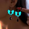 Luminous Vintage Bat Crystal Earrings - Dark Gothic Halloween Pendant for Women