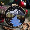 Christmas Needlework Kit Holiday Decoration Snow Scene Embroidery Beginner Kit For Kitchen Living Room Desktop Window C