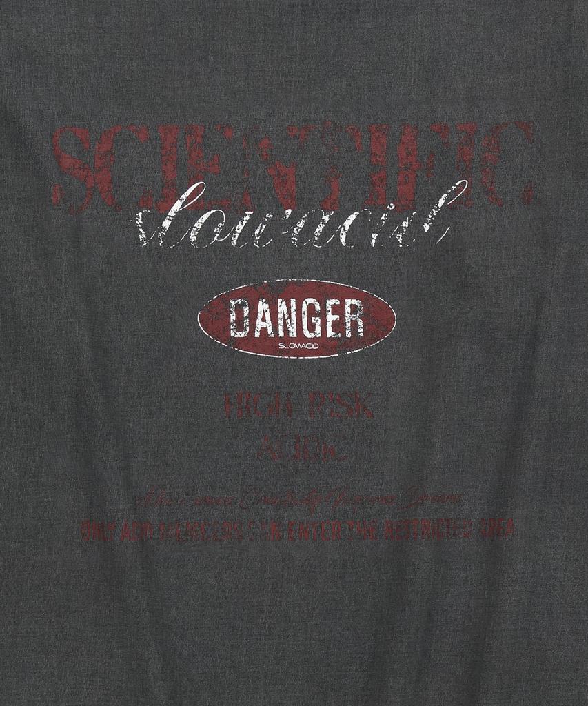 SLOWACID Pigment Danger Sign Short Sleeve T-Shirt [Charcoal]