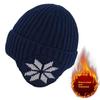 Unisex Warm Fleece Lined Knitted Hat Set for Men Winter Cycling Windproof Cold Proof Large Brim Woolen Overhead Accessory