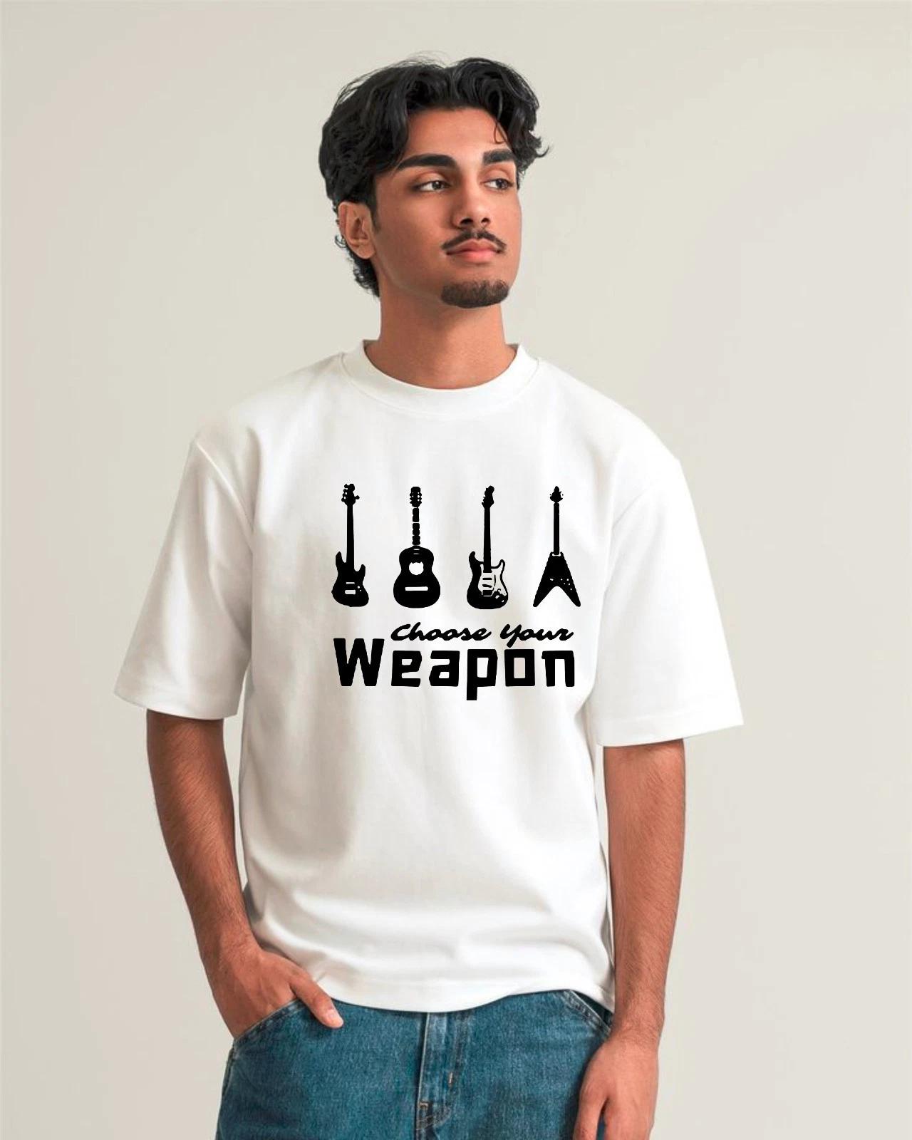 Choose Your Weapon Guitar T-Shirt, Electric Acoustic Bass Music Gift Men s Tee L