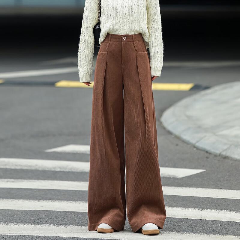 Demana Women's Warm Corduroy Wide-Leg Casual Pants