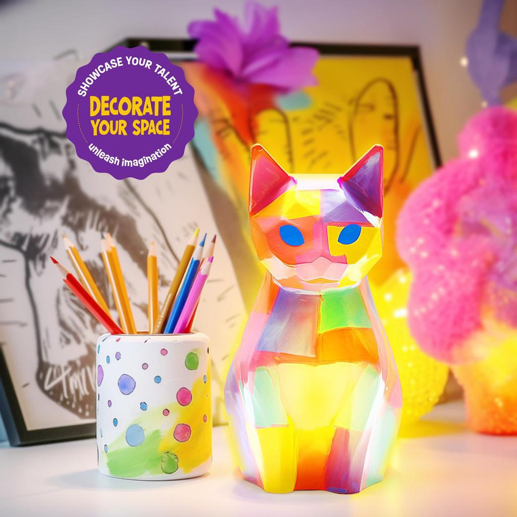 DIY Cat Night Light Painting Set Interactive Cat Painting Night Light Kit for Young Artists Creative Toys for Kids