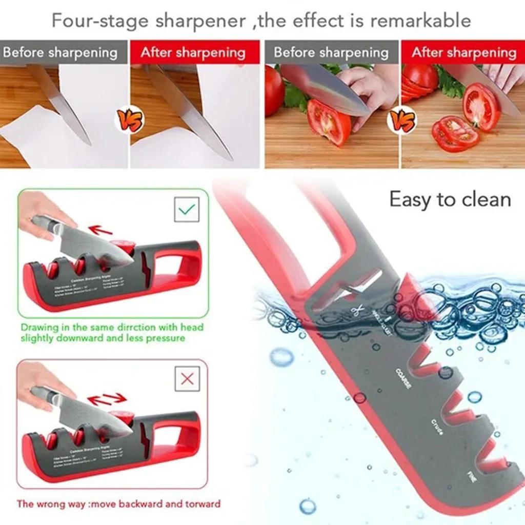 Knife Sharpener Professional 4 In 1 Kitchen Knives Grinder Scissors Sharpening Stone Whetstone Angle Adjustable Sharpener