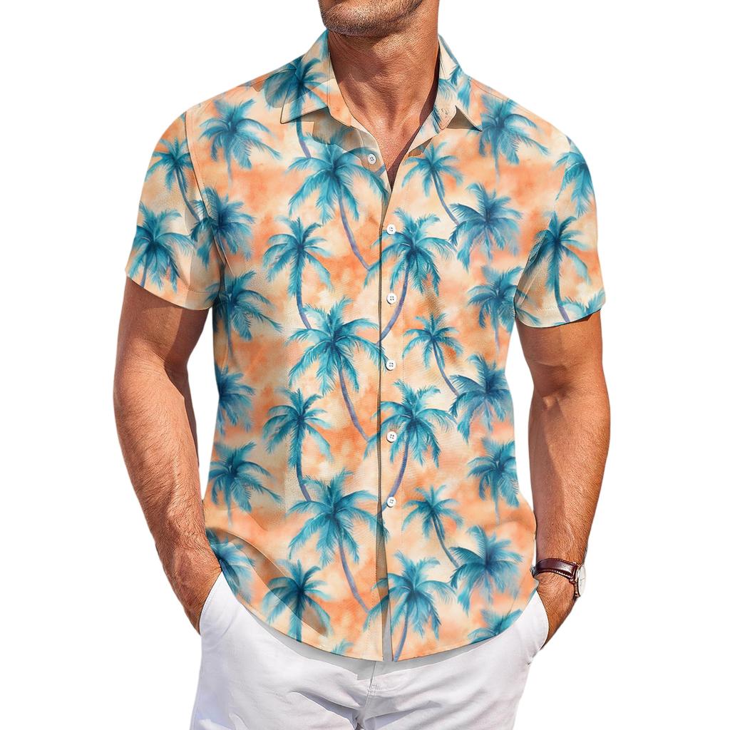 Men's Casual Fashion Printed Short,Sleeve Shirt