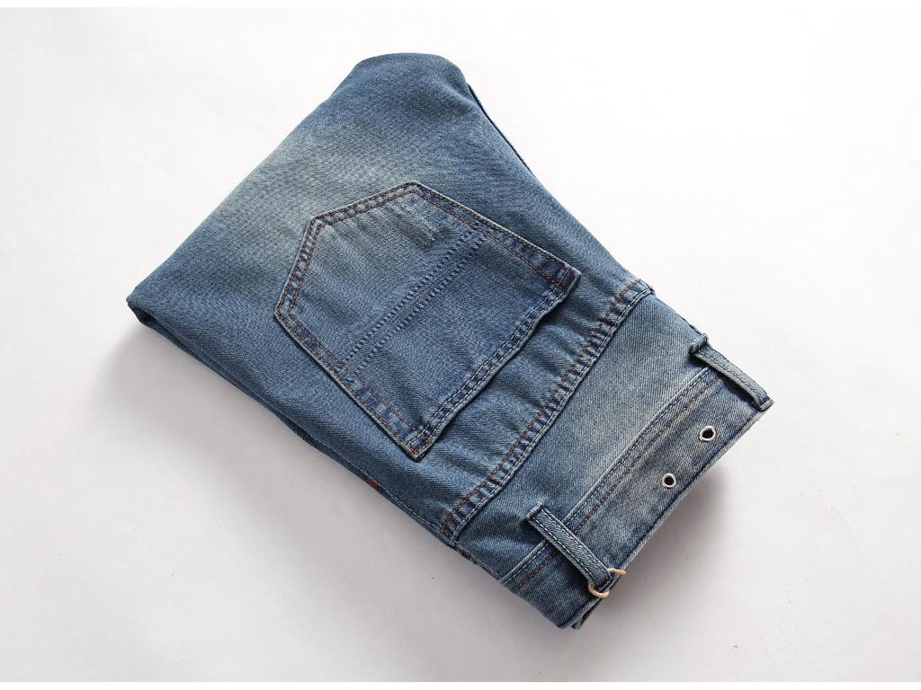 Men's Slim Fit Straight Jeans with Cat Whisker Distress, Large Sizes Available