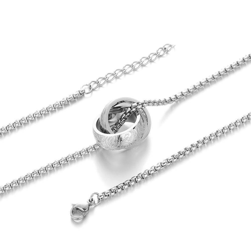 Резная двойная кольцевая титановая стальная цепочка, дизайнерская, хай-стрит, мужские аксессуары, высококлассная, универсальная, нишевая, трендовый бренд, мужская цепочка 60CM+5CM