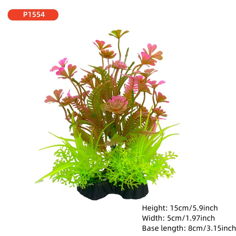 1PCS Aquarium Decor Set - Vibrant Green Plastic Plant Ornaments - Fish Tanks, Durable Pvc Material 15cm/5.9inch