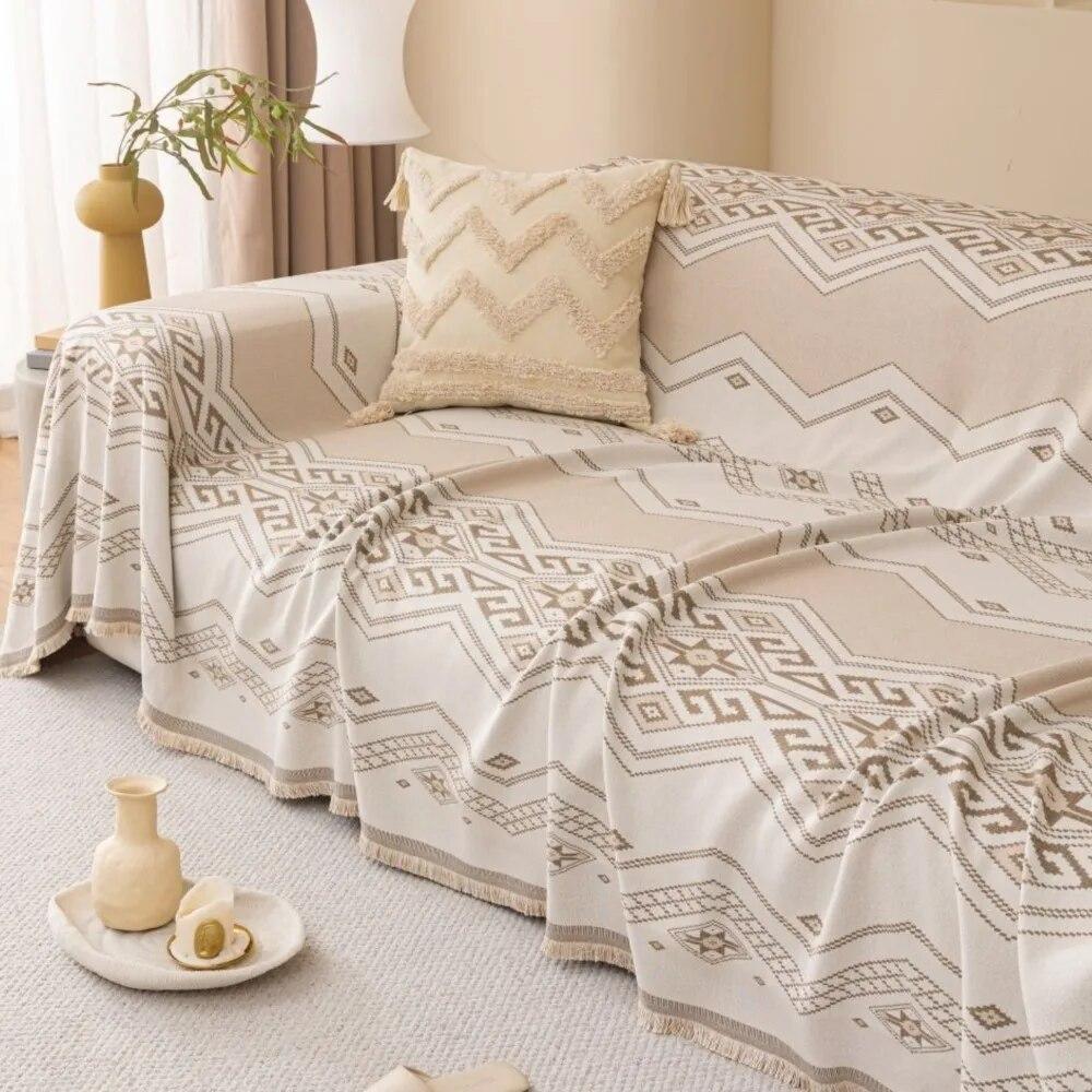 Nordisk Bøhmisk Vind Sofaputetrekk Dobbeltsidig Sofatrekk Sofatrekk Universalt Anti-katt Sofatrekk 1.2.3.4 Seter Teppe