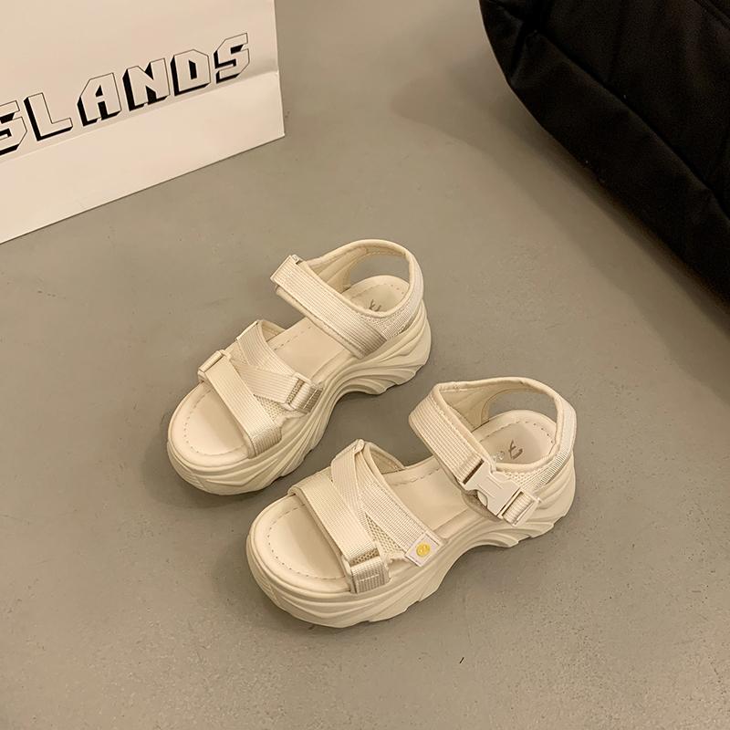 TUINANLE Sandalias de Tacón de Plataforma Gruesa para Mujer Verano Cuña con Hebilla Casual Cómodas de Color Sólido Sandalias de Playa