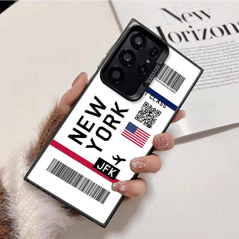Travel Air Ticket Label Shockproof Phone Case for Samsung Galaxy S26 Edge S25 Ultra S24 FE S23 Plus S21 Cover Anti Fall Fundas