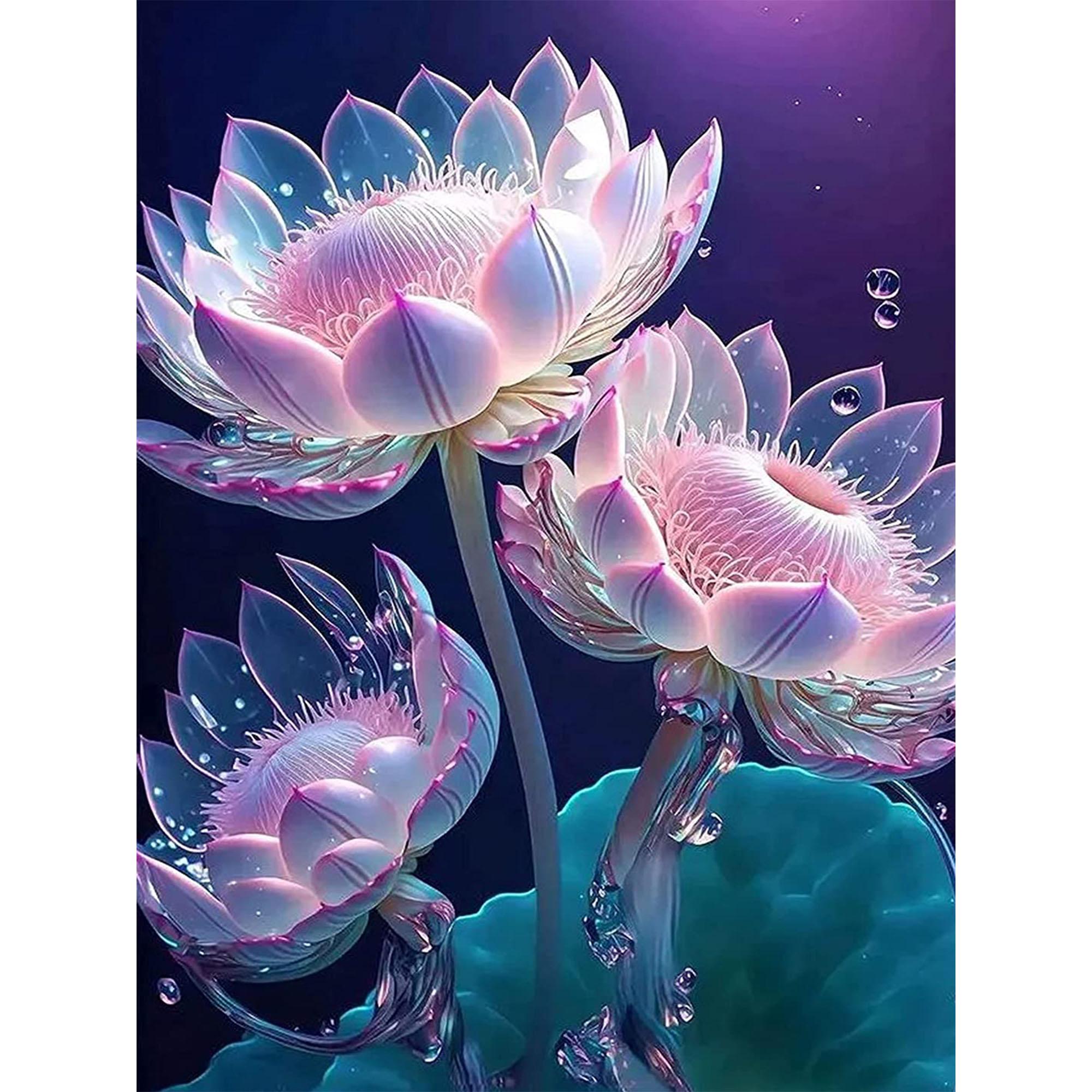 

HuaCan Алмазная картина DIY Kit Картина лотоса Полный круглый дрель Мозаика Цветы Картины Вышивка Домашний декор 15x20cm