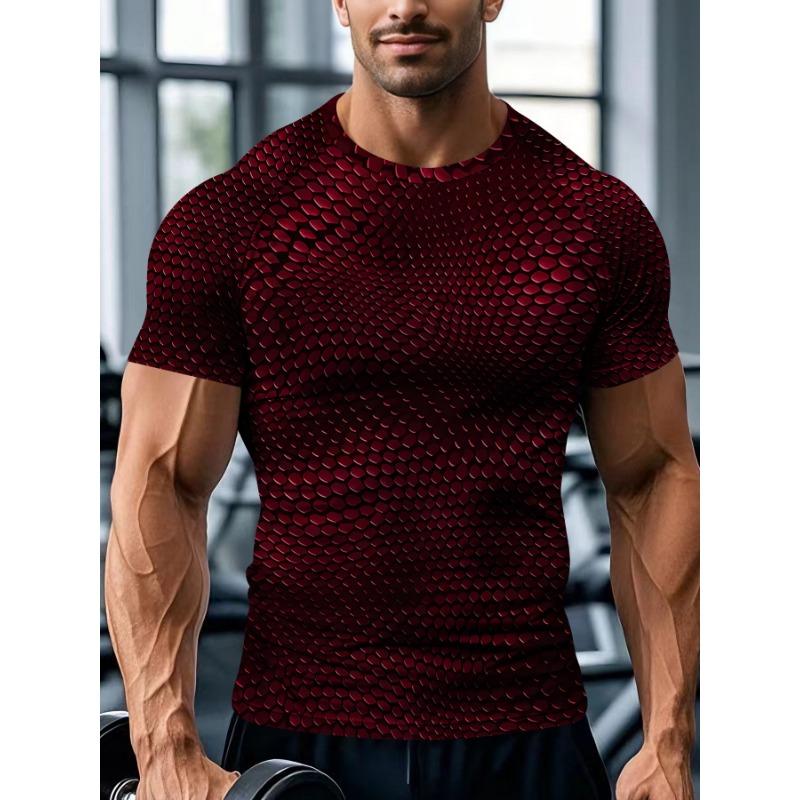 Summer Round Neck Shoulder Fitness T-shirt Series 3D Digital Printing Tight Fitting Shoulder Short Sleeved T-shirt