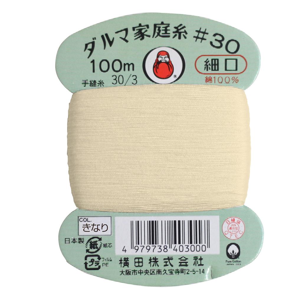 Yokota Daruma Household Hand Sewing 30 Fine Thread, Count, Color, Beige, 100m, 01-0130