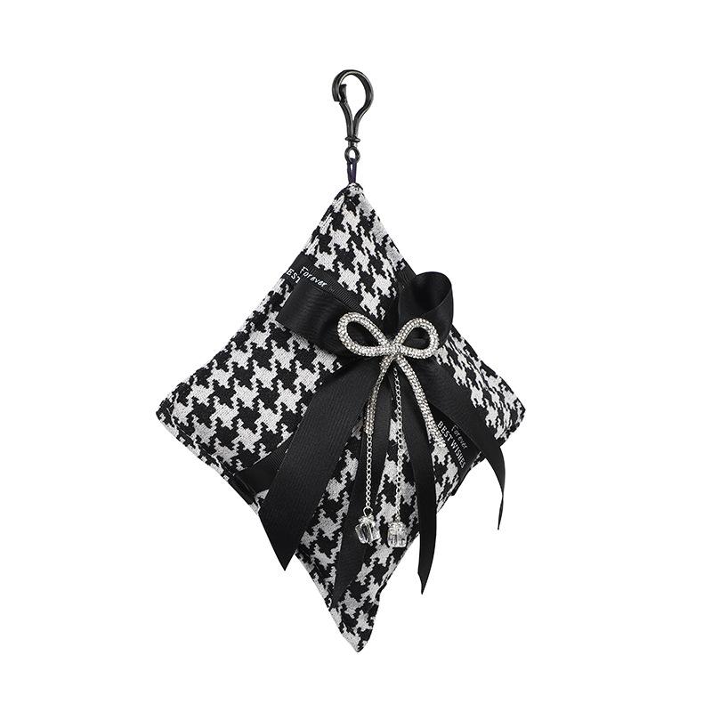 Houndstooth Bowknot Bamboo Charcoal Air Freshener Bag For Car And Home