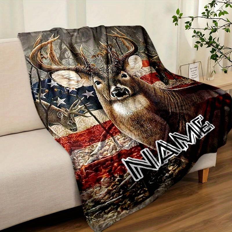 Deer Customize Your Name Blanket Warm Comfortable And Soft Blankets Are Suitable For Home Lunch Break Blanket Office Sofa Sofa Gift To Relatives And