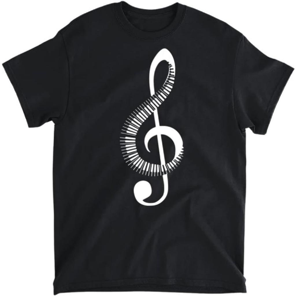 Musical Note Piano Keyboard Classical Pianist T-Shirt, Long Sleeve Shirt, Sweatshirt, Hoodie Unisex Adult Size Made in Canada