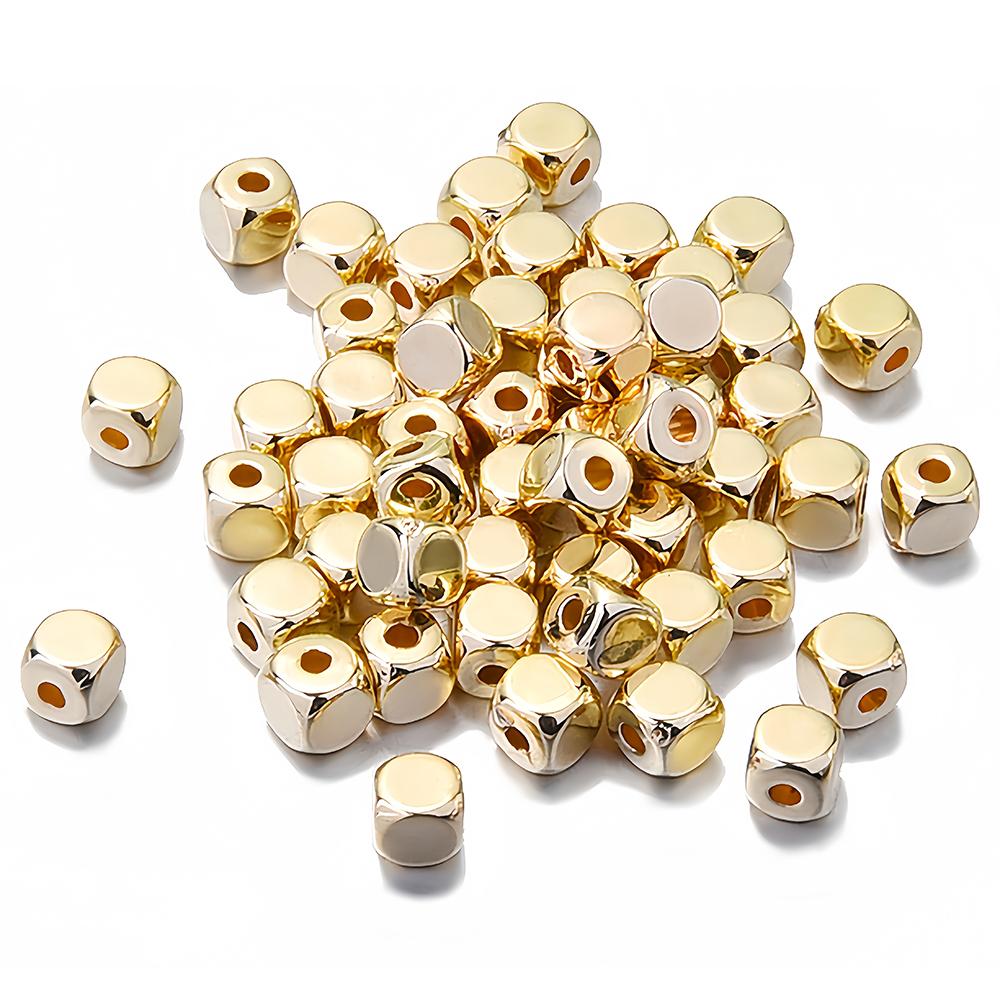 100-200pcs 3-4mm Cube Square Loose Spacer Solid Brass Beads Seed Beads for DIY Jewelry Making Bracelets Necklace Accessories