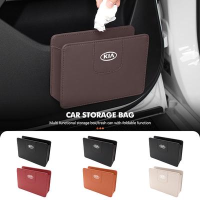 Car Door Side Leather Phone Water Cup Tissue Storage Box For Stinger Optima Cerato Soul Venga Forte Spectra Sedona