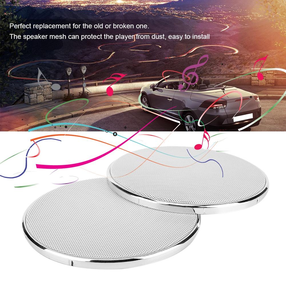 5in Plastic Frame White Mesh Car Audio Speaker Grill Guard Protector Cover(2pcs)