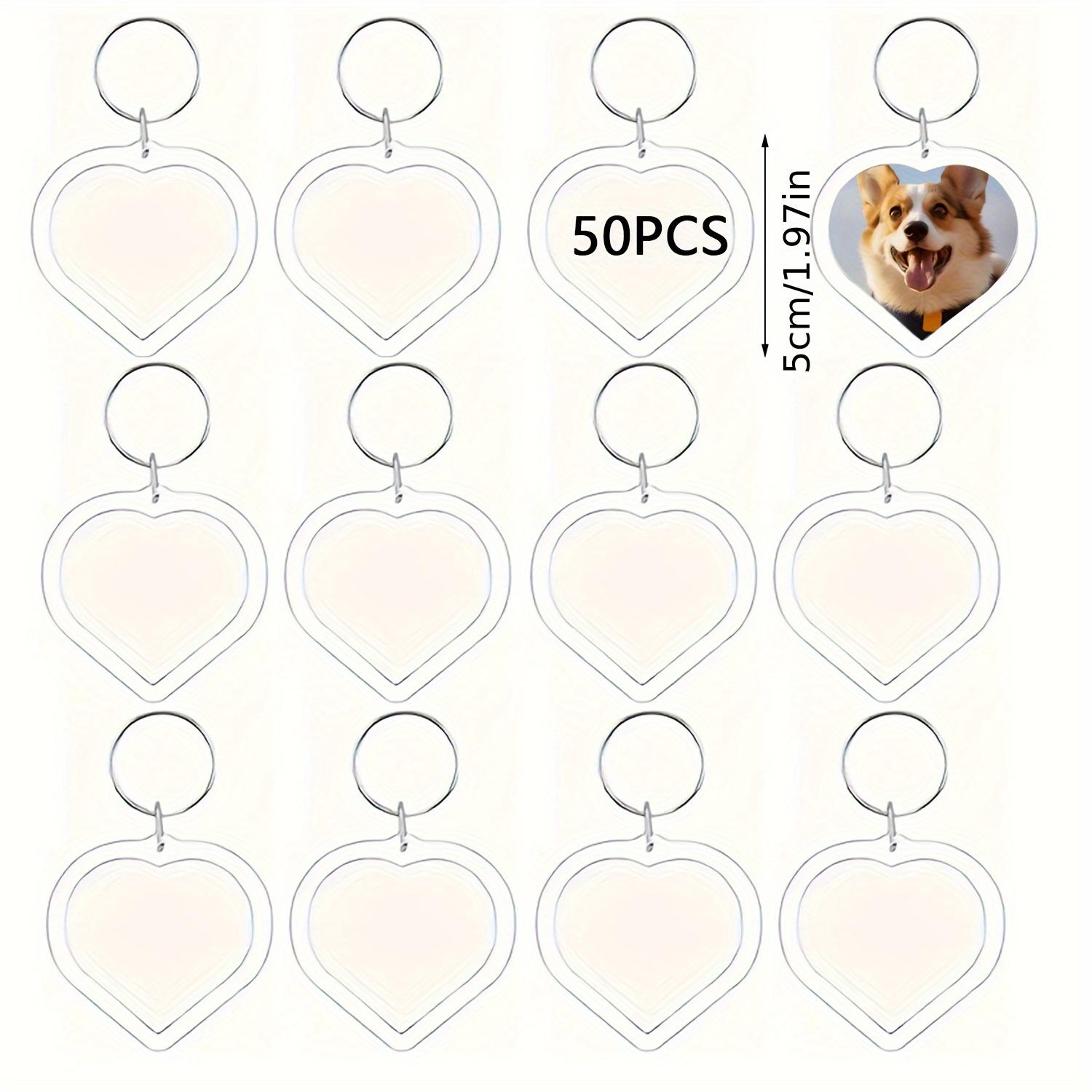 

50/100pcs Clear Acrylic Photo Frame Keychains DIY 2D Picture Holders Frame Keychain Kit with Silvery Ring for Backpacks Car Keys