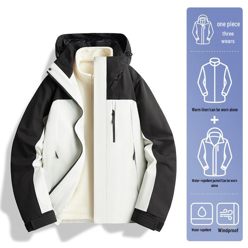 2024 Unisex Outdoor Windproof & Waterproof Jacket with Detachable Liner for Travel, Hiking, & Mountaineering